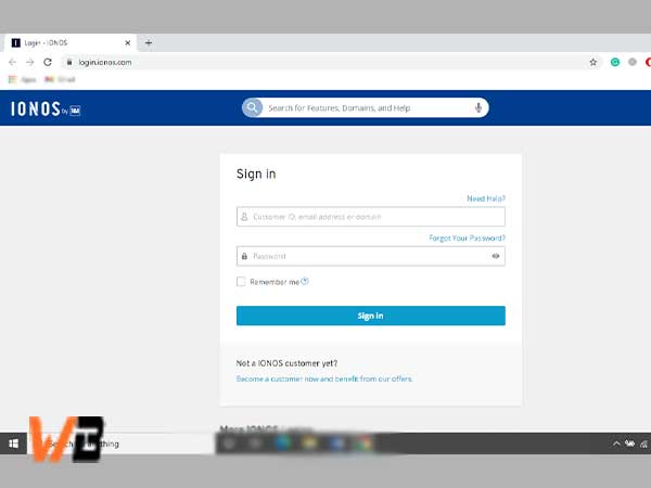 IONOS 1and1 sign-in page