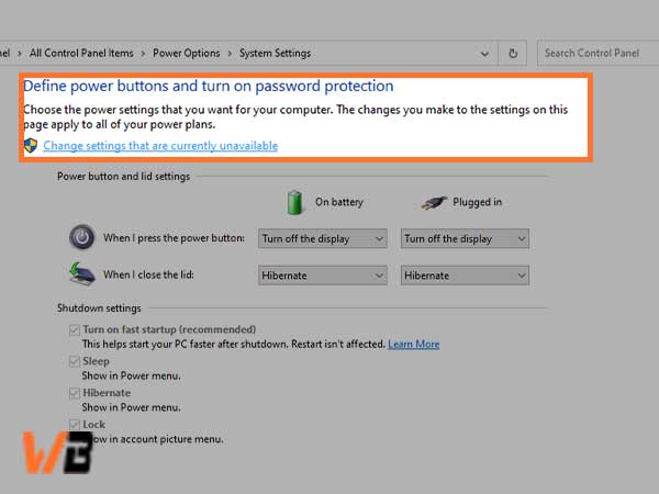 define power buttons and turn on password protection