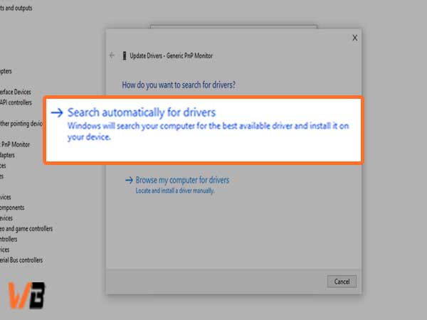 search automatically for updated driver software