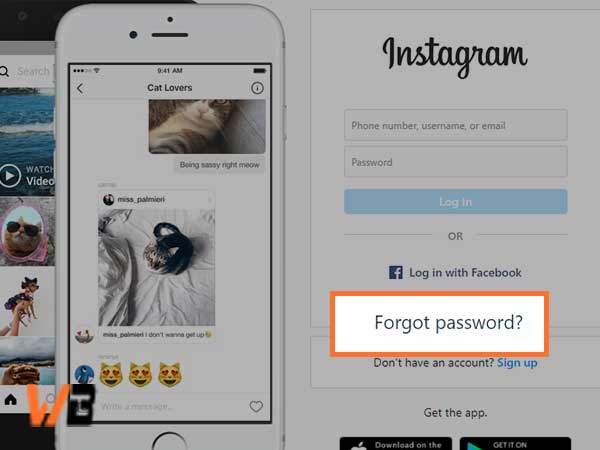 Instagram login page