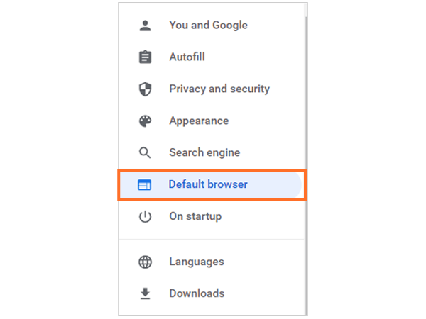 click on the default browser option