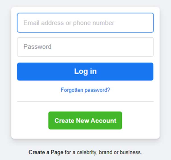 login page