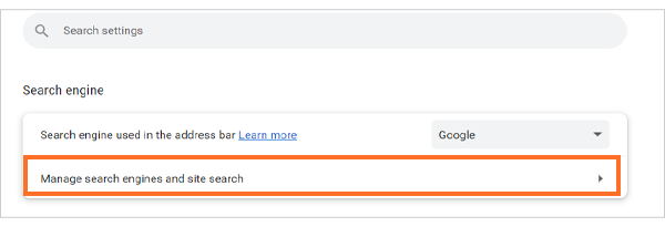 manage search engines and site search