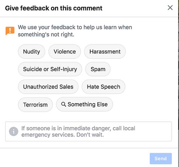 reason for reporting the comment