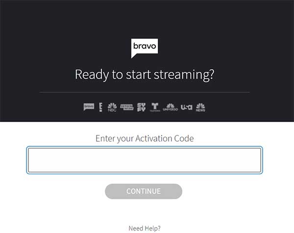 Activating the Bravo TV link 