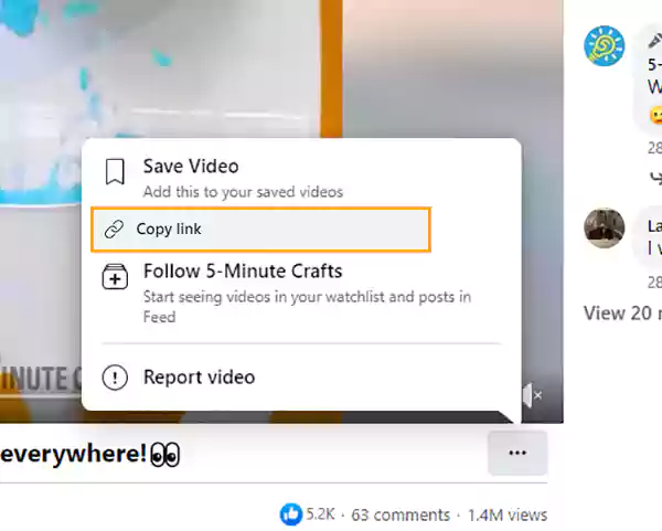 Facebook video copy link