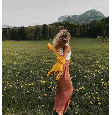 Girl roaming in the garden