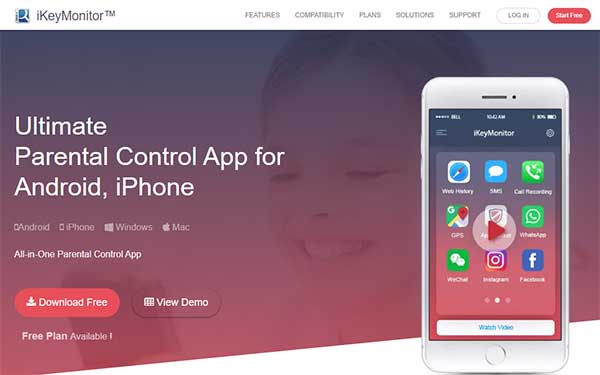 iKeyMonitor website layout.