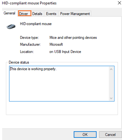 Click on Driver