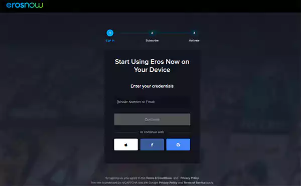 Eros Activation Page