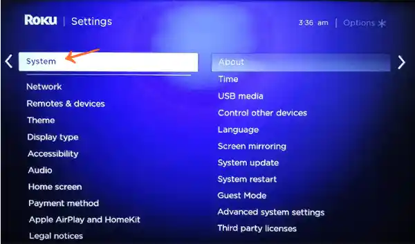 Roku Home Settings