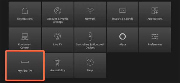 The “My Fire TV” option so that users can customize its settings