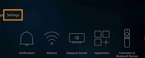 The menu with the “Settings” highlighted in it