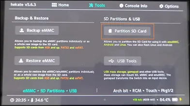 Click on Partition SD Card