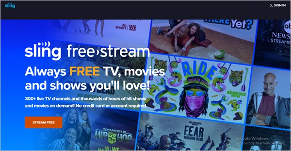 Sling Freestream home page