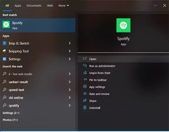 Spotify on Windows 11 and 10