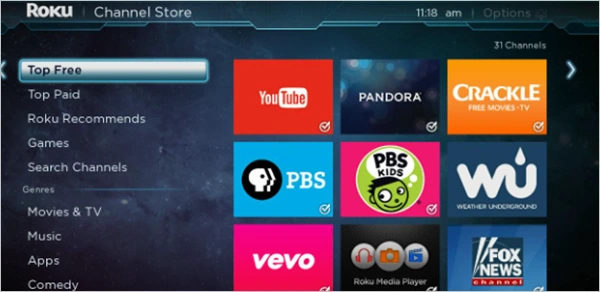 Free Channels at Roku Channel Store