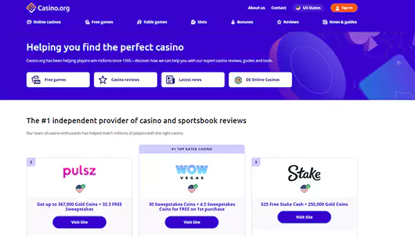 Casino.org homepage