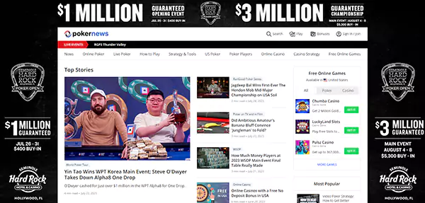 PokerNews homepage