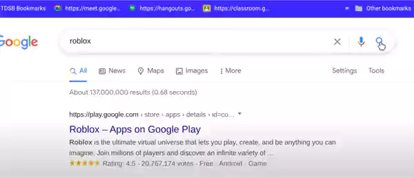 Search Roblox on Google browser