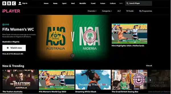 BBC iPlayer Homepage