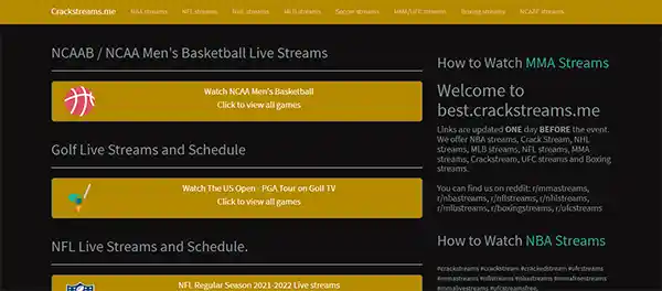 CrackStreams Homepage