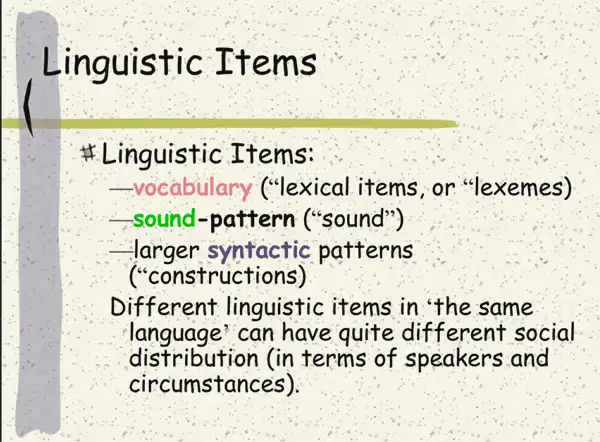 Features of Linguistic Items