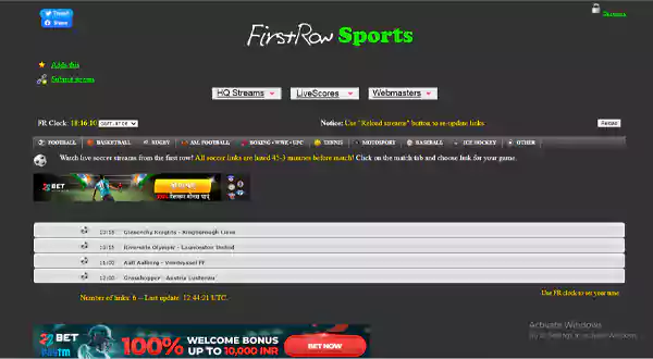 FirstRowSports homepage