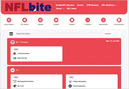 NFLbite Website Homepage