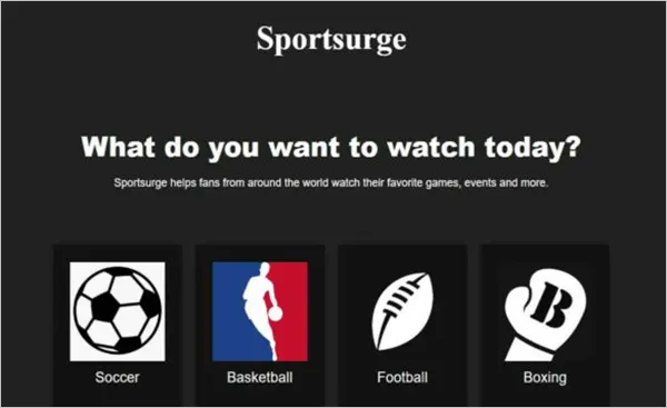 Sportsurge Website Homepage