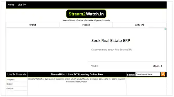 Stream2Watch Website Homepage