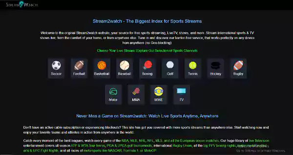 Stream2Watch homepage