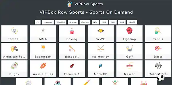 VIPRow Sports Website Homepage