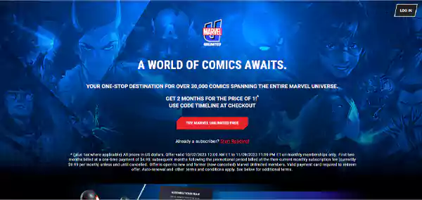 Marvel Unlimited Homepage