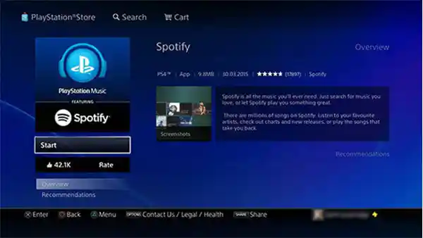 Spotify on PlayStation