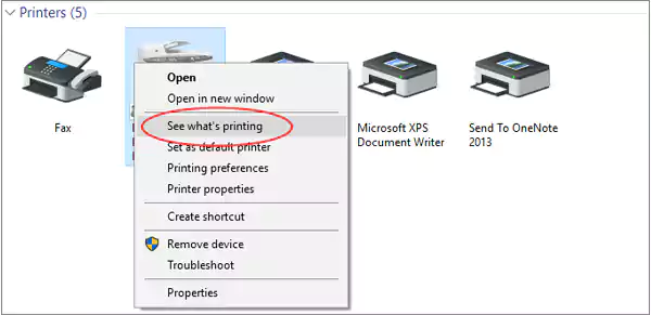 Click on see whats printing option