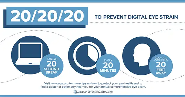 Follow the 20-20 rule as a precaution to eye strains and teary eyes.