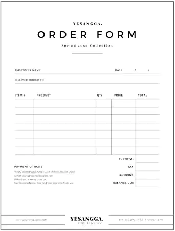 Template of an Order Form