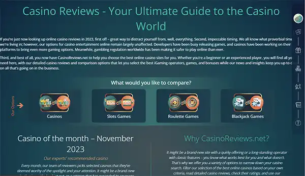 Visit various sites to compare different casinos