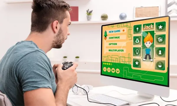 Well-lit room for online gaming