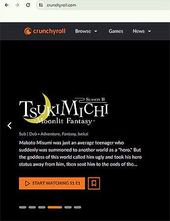 The Crunchyroll Website