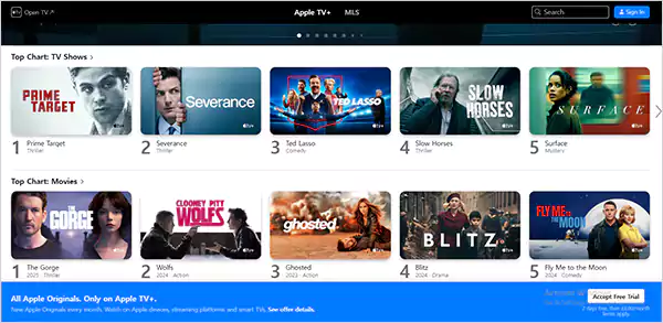 Apple TV plus Home Page Image