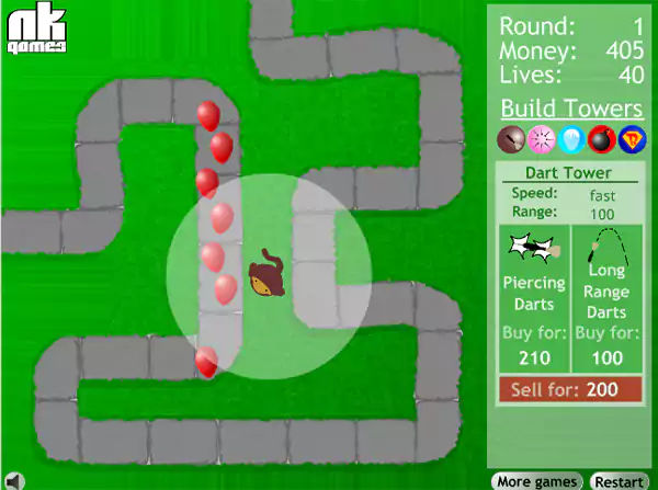 Bloons Tower Defense Interface