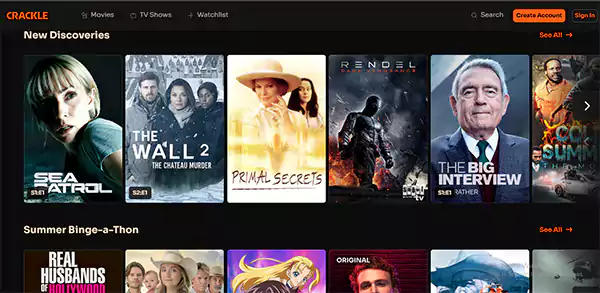 Crackle Home Page Image