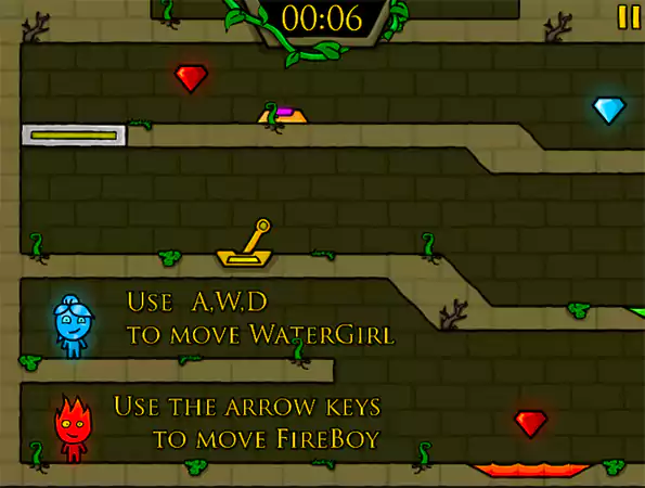 Fireboy and Watergirl In the Forest Temple Interface