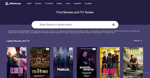 MoviesJoy Home Page Image