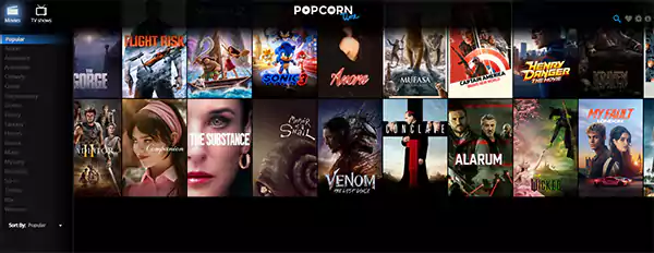 Popcorn Time Home Page Image