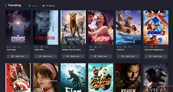 SFlix Home Page Image