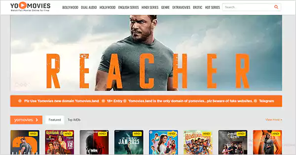 YoMovies Home Page Image